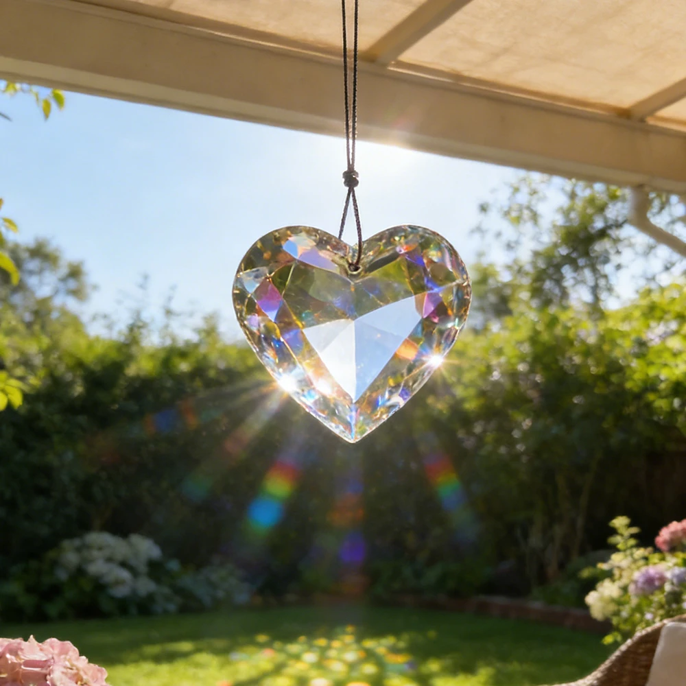 

Aesthetic Suncatcher 45mm Crystal Heart Pendant Chandelier Hanging Part Sparkle Prism Ornament Modern Home Window Decor Tool