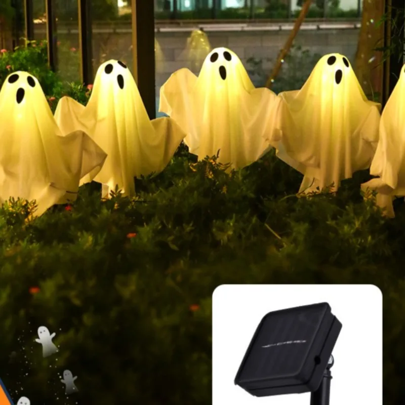 

Solar Powered LED Ghost Ground Stakes Halloween Decorations for Outdoor Garden Pathway Spooky Party for Festive Atmosphere
