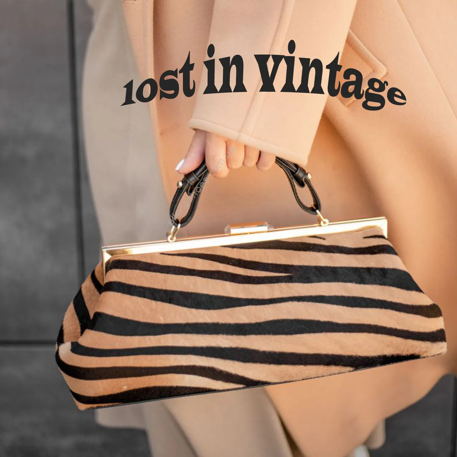 Lost in Vintage Clutchs Zebra Pattzebra Bag Artficial Leather Purse Antique Metal Frame Bags 381214cm Evening Clutch