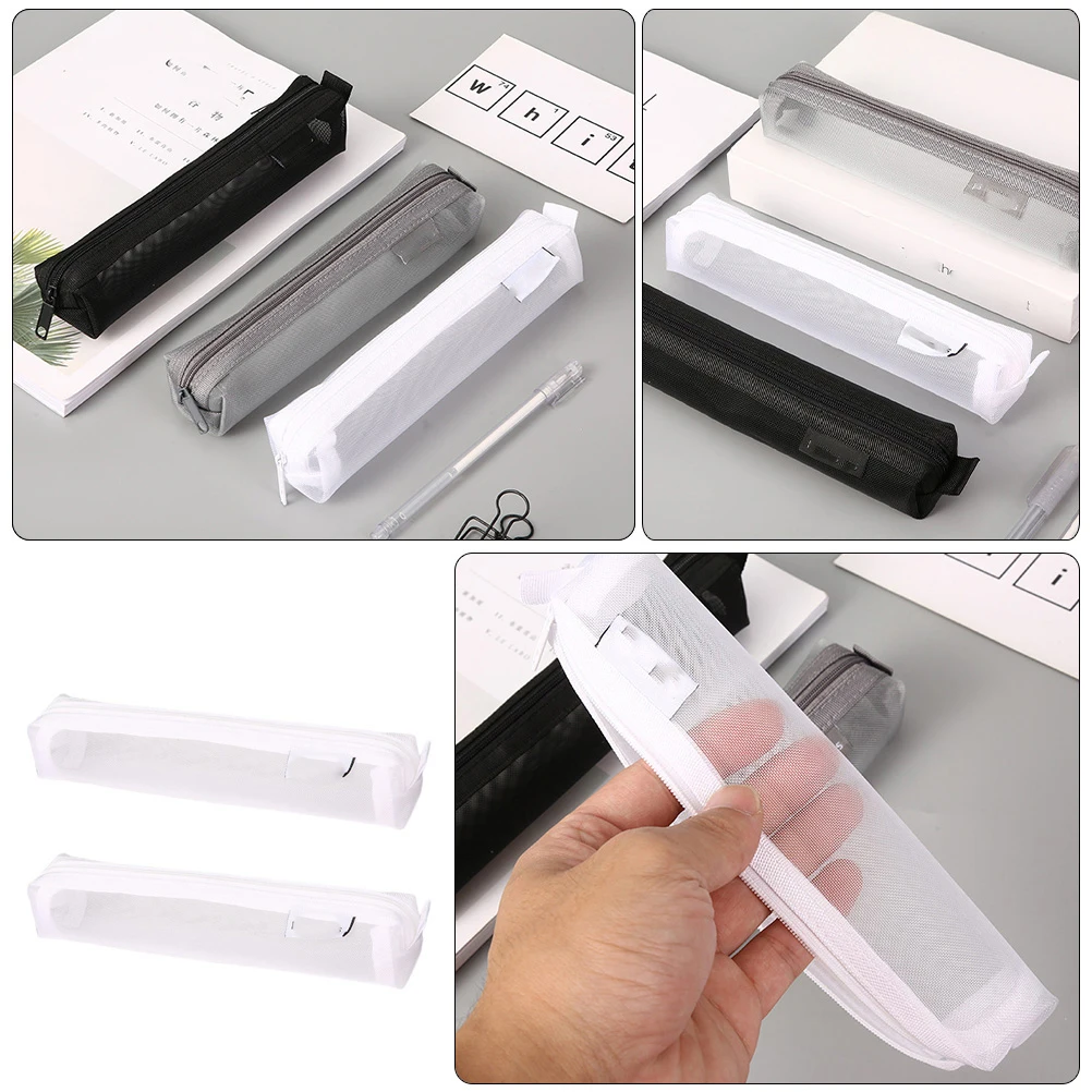 

2 Pcs Clear Pencil Case Exam Bag Classroom Holder Multipurpose Nylon Stationery Storage Student
