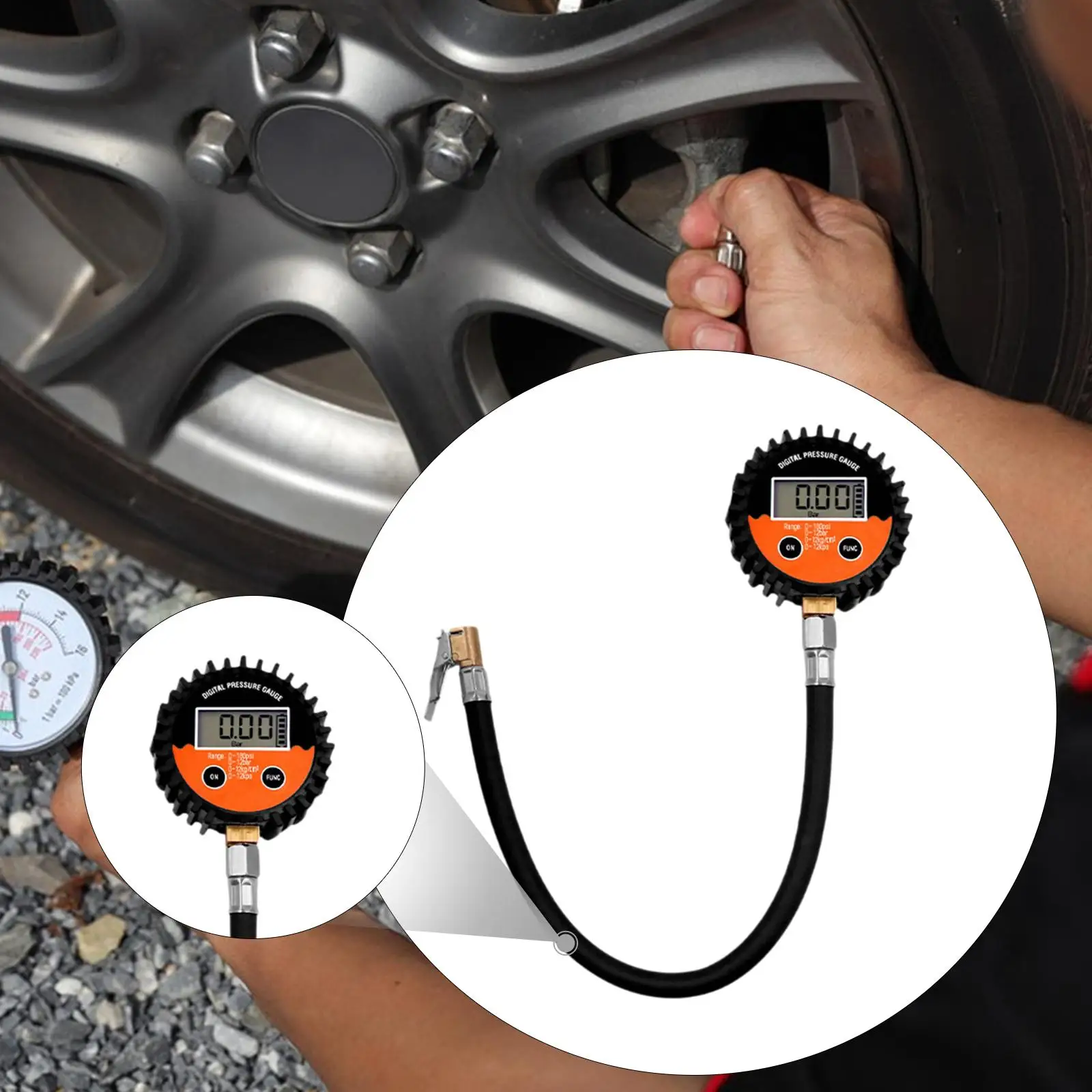 

Automobile Tire Pressure Gauge Portable Digital Air Pressure Tester for Car Tire Valve Wheel Tire Valves RV and Motorcycle Use