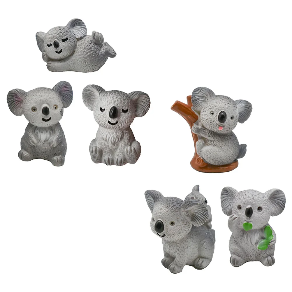 6 Pcs Micro Landscape Koala Decor Fairy Garden Animal Miniature Figurines Ornament Moss Tiny Statue