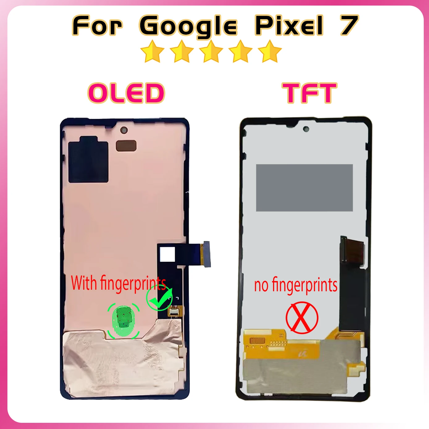 100% Tested OLED/TFT For Google Pixel 7 Pixel7 LCD GVU6C, GQML3, GO3Z5 Display Screen Touch Assembly With Frame Panel Digitizer