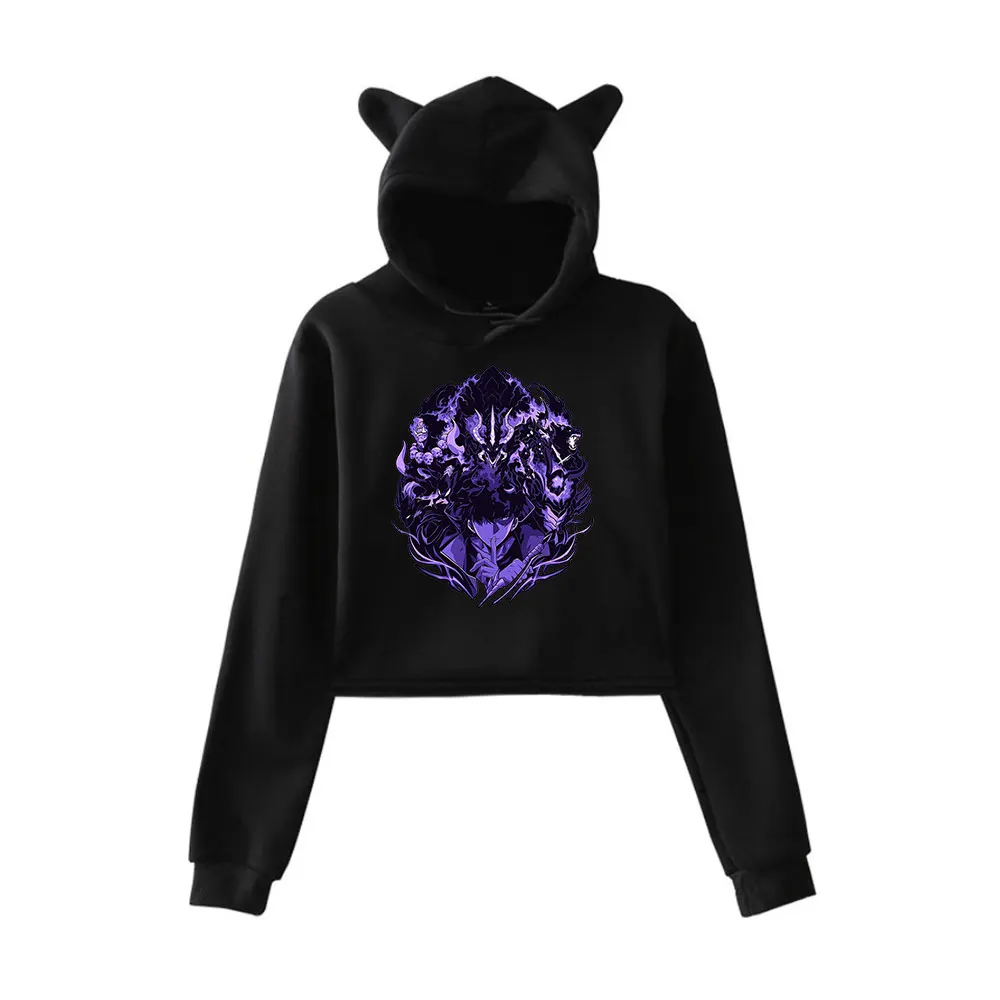 Solo Leveling Sung Jinwoo Hoodie Vintage 90s Streetwear Hoodie Merch Hoodies Sweatshirts for Girls Cat Ear Crop Fashion women