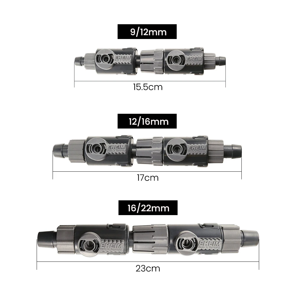 Eheim-水族館のキャニスターフィルターの入口および出口チューブ,ダブルタップホースコネクタ,クイックリリースカップリング,9mm, 12mm, 16mm, 22mm