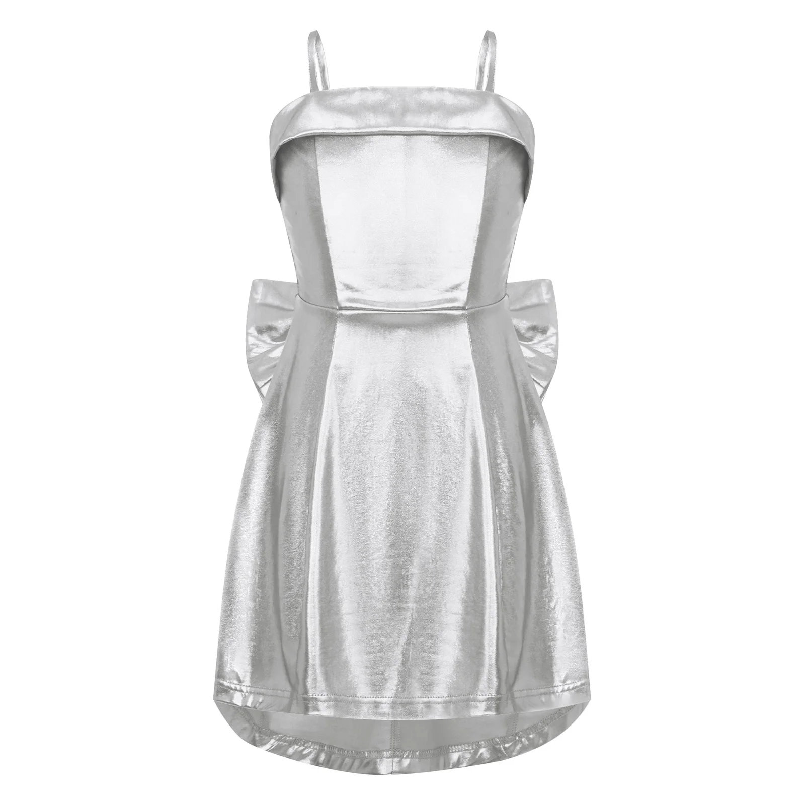 Criança salão de baile jazz dança dancewear vestido de baile meninas sem mangas vestido de festa moda streetwear metálico brilhante cami vestido a linha