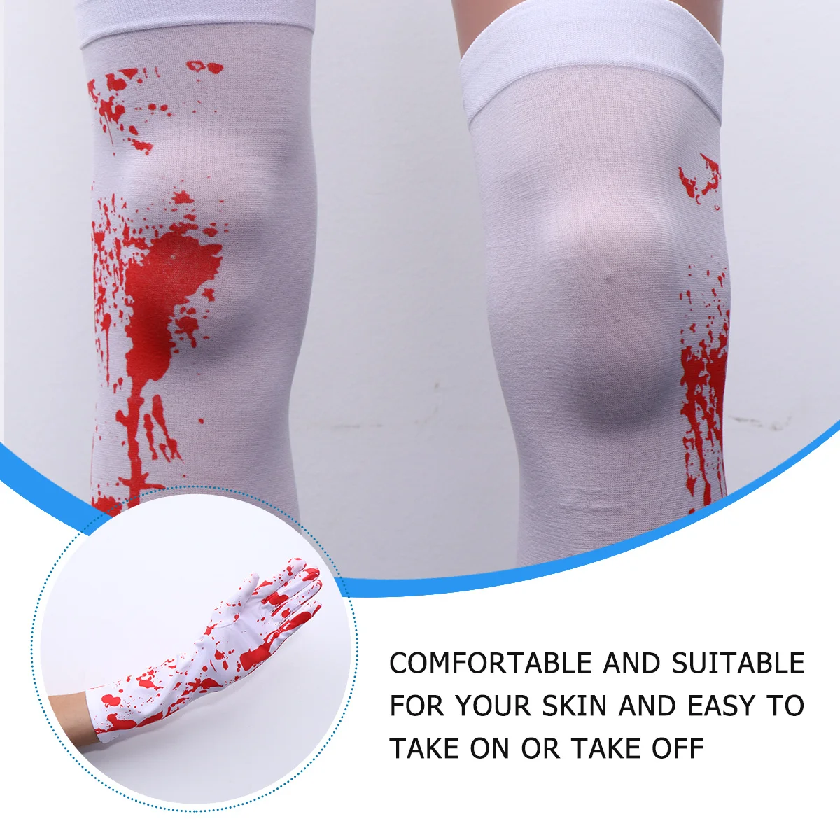Conjunto de calcetines y guantes con sangre, disfraz de Halloween, vestido de fiesta, diseño único con estampado de sangre, trajes creativos, calcetines, 4 Uds.