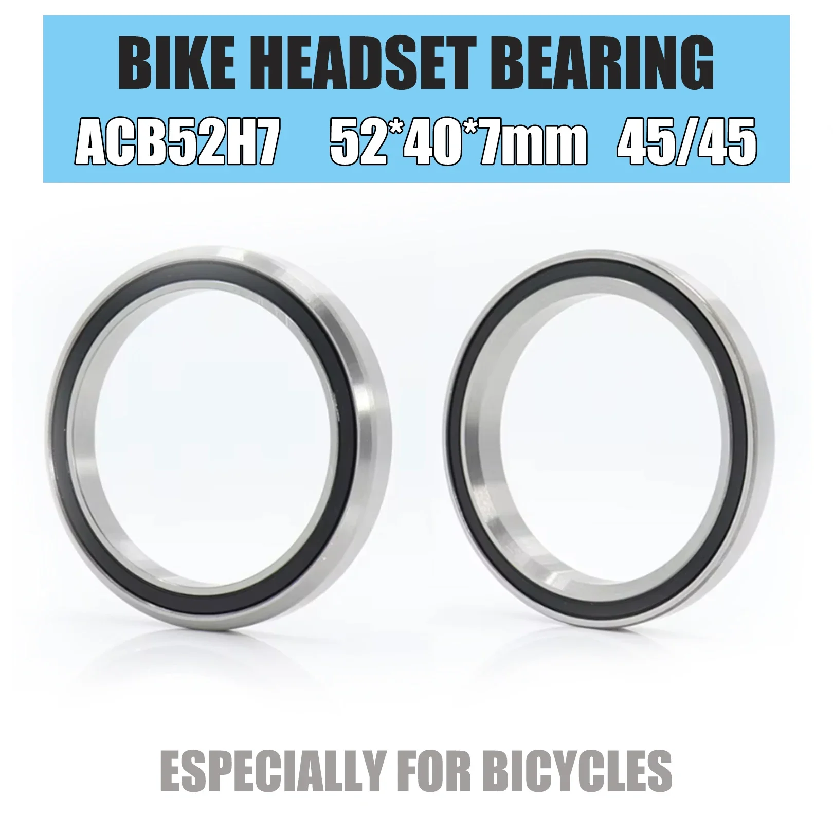 ACB52H7 Bicycle Headset Bearing Cover 52*40*7mm 2PCS 45/45 Degree Chrome Steel Tapered Upper Lower Bearings Tapered Parts Repair