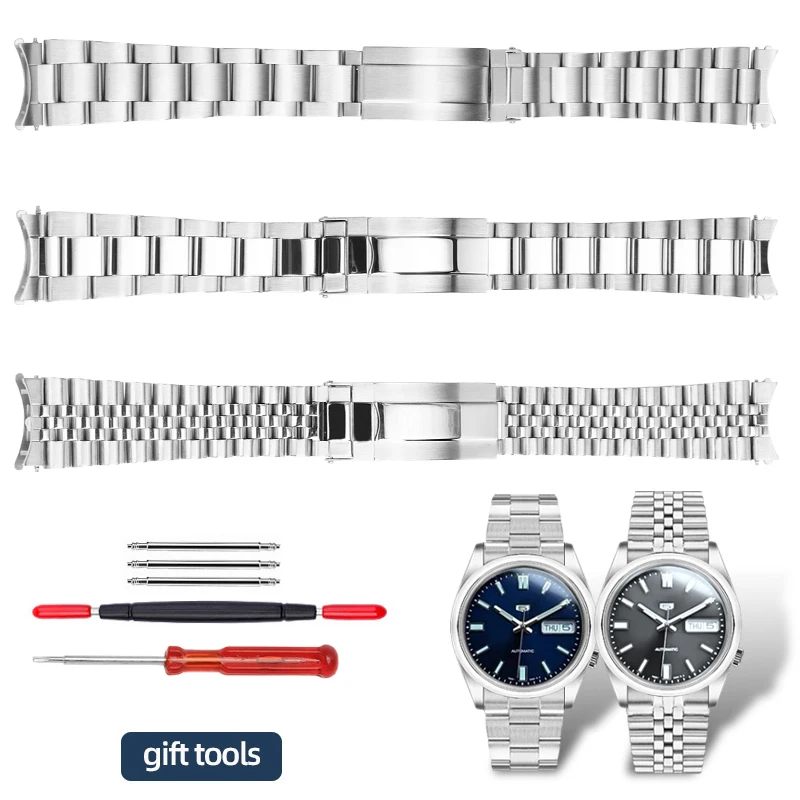 

Ремешок из нержавеющей стали с изогнутым концом Jubilee Oyster 19 мм для Seiko, ремешок для часов No 5, дайвинг Sxns80 Snxs79 Snxs79k Snxs77 Snxs73 Bracele