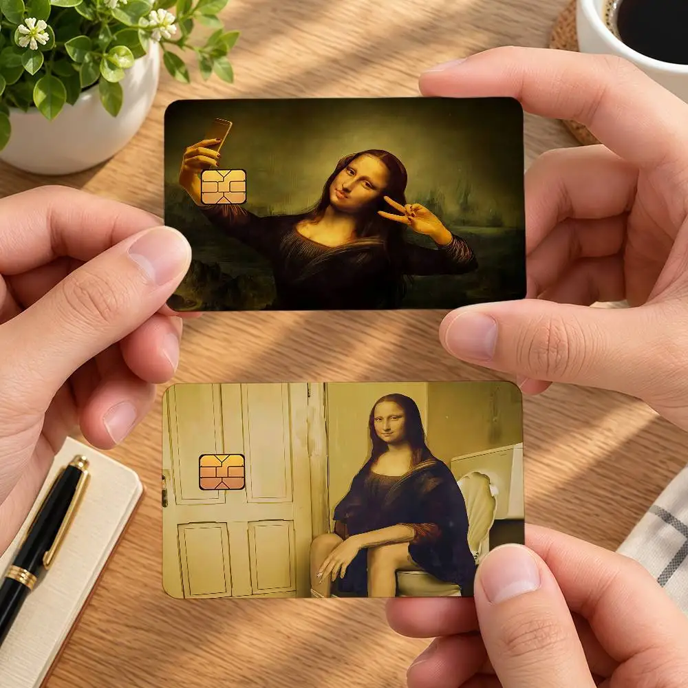 Art M-Mona Lisa Funny Meme Ideal Gift Wrapping Option Credit Card Cover Stickers Original Design Card Stickers