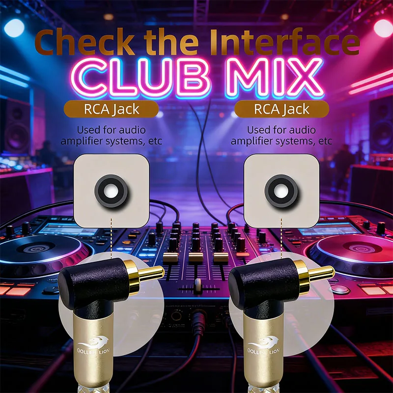 

GOLLEY LION 90 Degree RCA Cable Right-Angel to Right-Angel Coaxial Cable Subwoofer Cable Male to Male for Amplifier