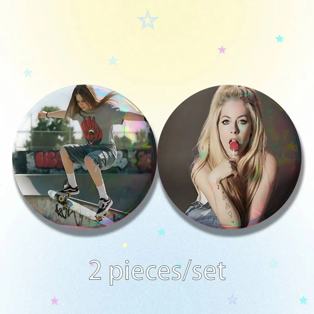 A-Avril Punk L-Lavigne 25/32/44/58/75mm Badges Button Round Creative Pin Brooch Badge Bag Decor Accessories