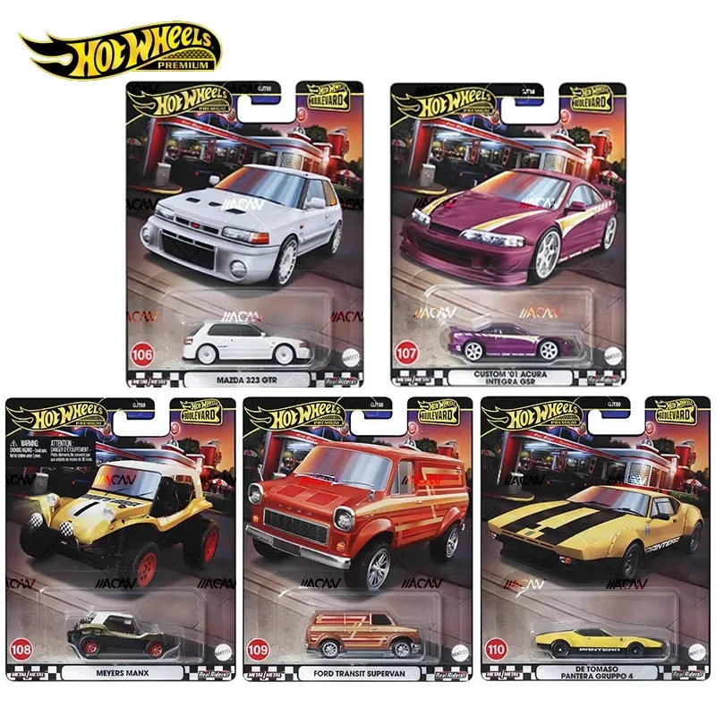 Original Hot Wheels Premium Car Boulevard Boys Toys 1/64 Diecast Carro Mazda 323 GTR Acura Integra GSR Meyers ManX Ford Transit