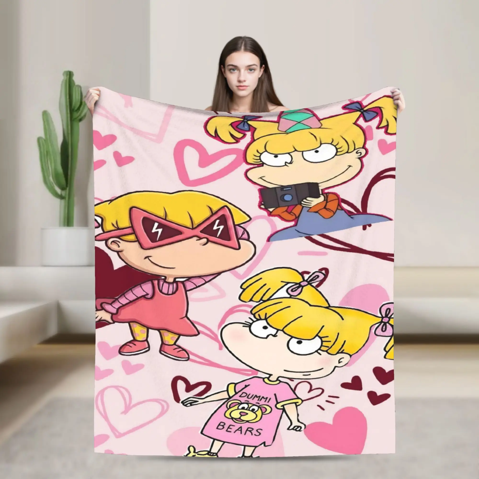 Cartoon R-Rugrats Throw Blanket for Couch  Soft Fuzzy Plush Blanket 50x60 Inches Multiple Sizes Bedspreads for All Seasons