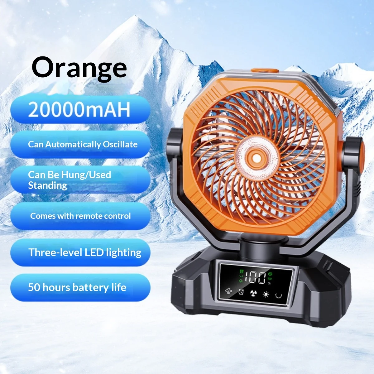 Camping Ceiling Fan 20000Mah Rechargeable Camping Circulator with Light and Remote Control Cool Air Circulation Camping Fan view 5