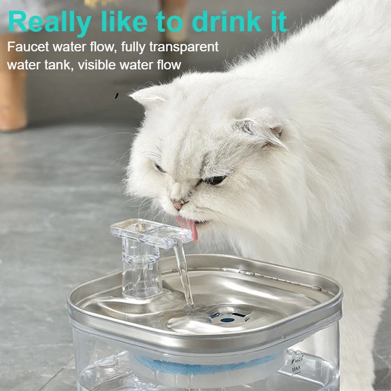 

Wireless charging cat water dispenser intelligent induction automatic circulation dog pet stainless steel