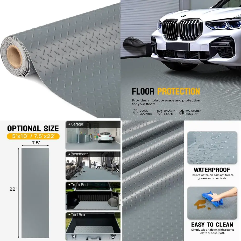حصيرة أرضية جراج PVC سميكة من الألماس، 7.5 × 22 قدم، مثالية لمساحات السيارات والوقوف السيارات #1