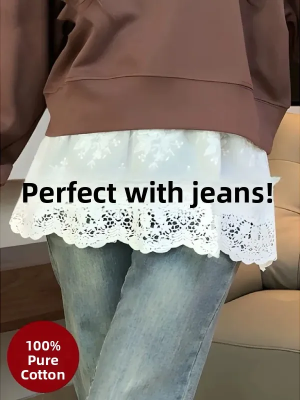 

plus Size Women's Lace Skirt High Waist A-Line Skirt Butt Cover Cotton Blend Commute Sle Casual Winter New Arrival