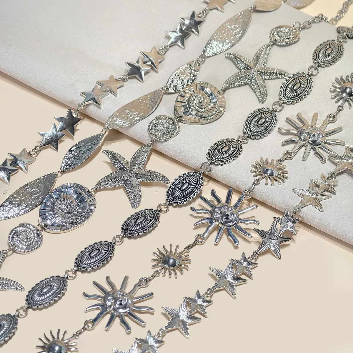 Desiner waist chain accessories for women's retro Bohemian ethnic style high-end silver metal chain belt with skirt Jeans belt