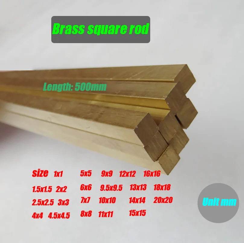 Бронзовая квадратная палка 500мм, длина стороны 1-20мм
