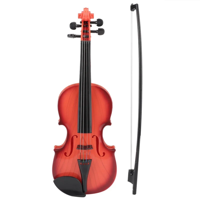 Brinquedo de violino acústico simulado para crianças, corda ajustável, musical para iniciantes, instrumento de desenvolvimento, prática, marrom claro