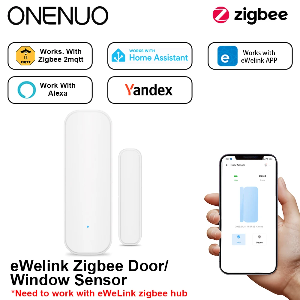 

Датчик открытия двери eWelink Zigbee, беспроводной магнитный датчик для окон и дверей с дистанционным управлением через приложение, черный или белый цвет
