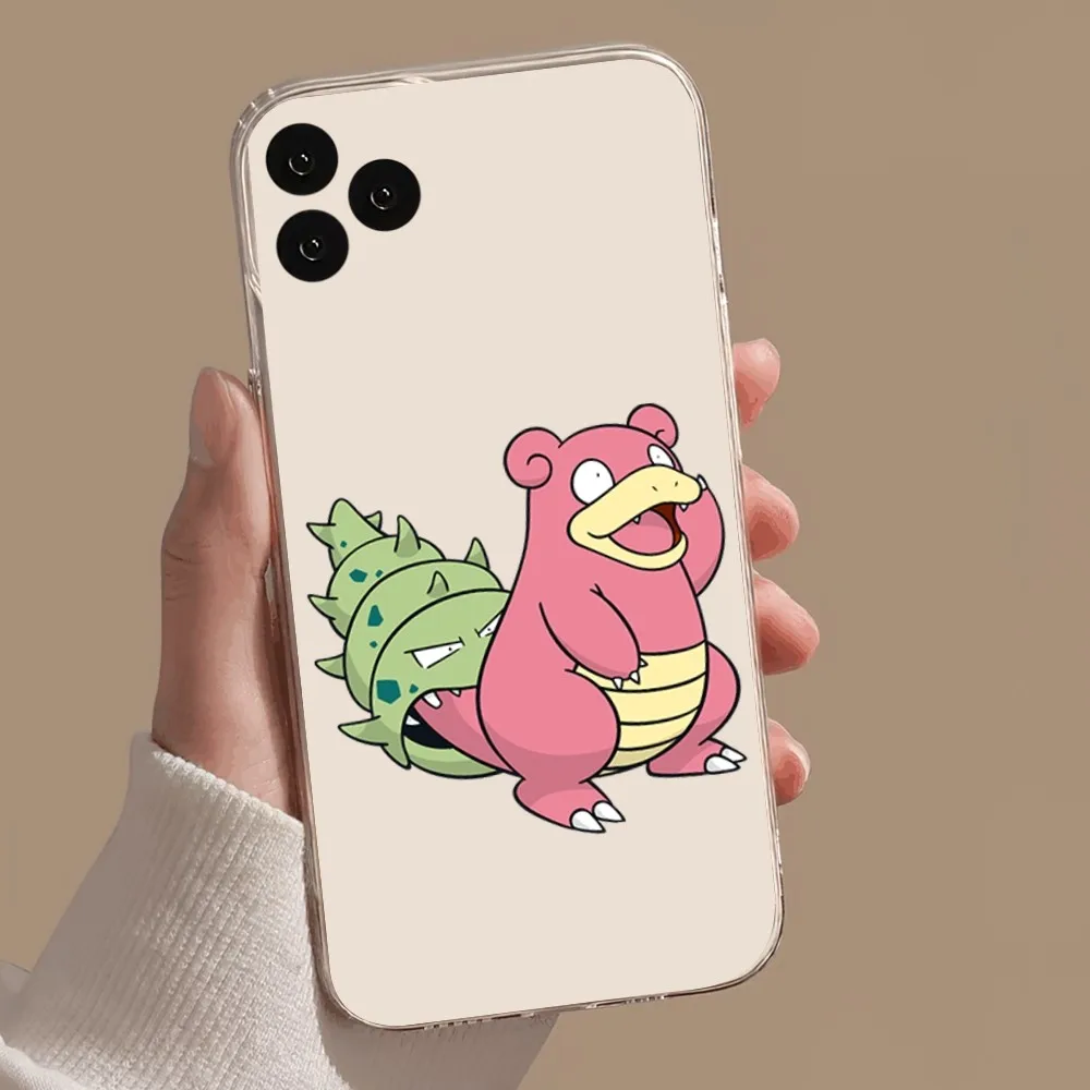 MINISO Pokemon Slowpoke Phone Case For iPhone 11 12 13 14 15 Pro XS Mini Max X 8 Plus XR Transparent Cover