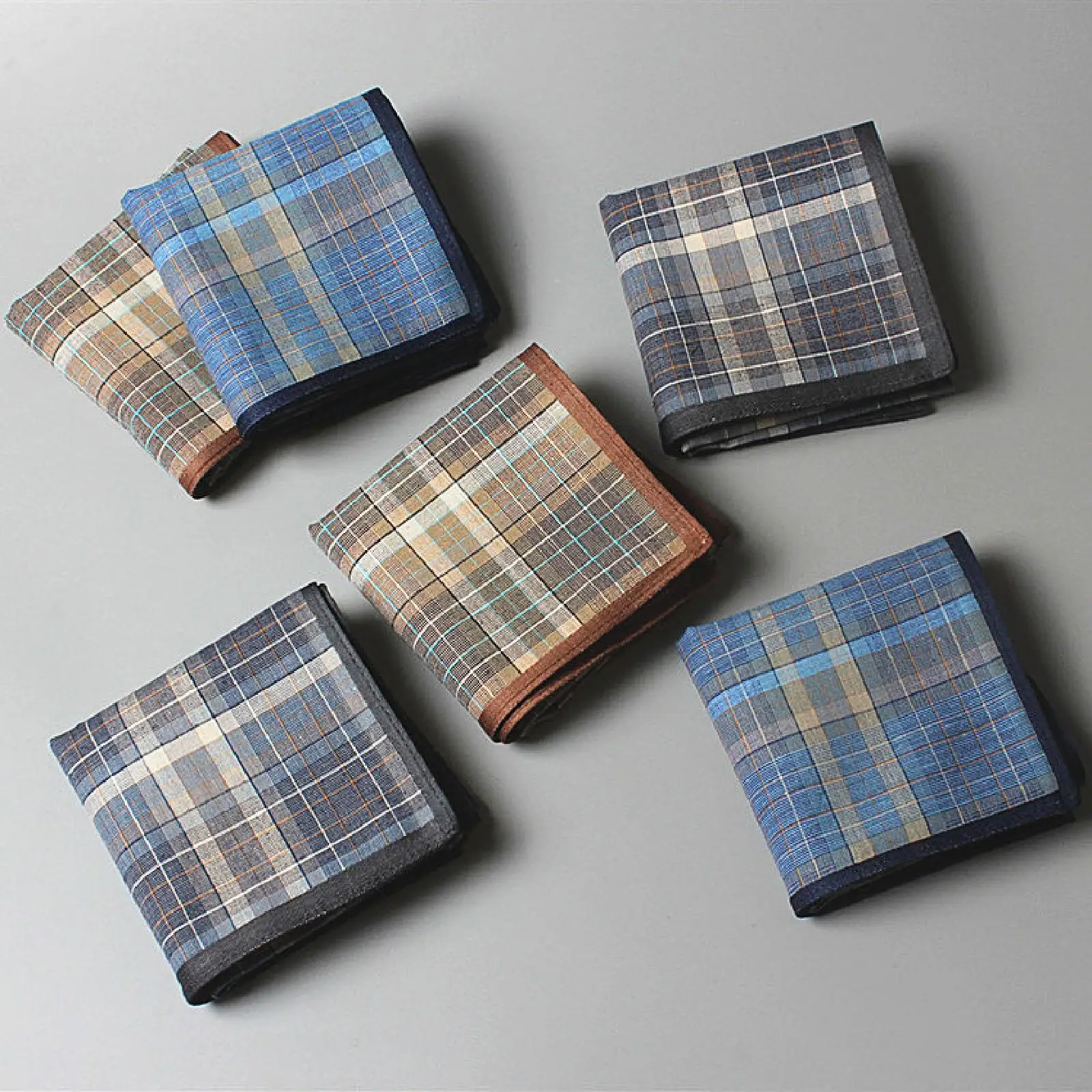 Gentlemen Cotton Pocket Handkerchiefs Checkered Plaid Kerchief Hankies 3 Pack for Suit Pocket Formal Gift