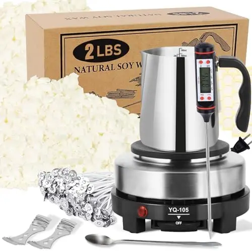 

SAEUYVB Candle Making Kit with Wax Melter – 2lbs Soy Wax, Electric Melting Pot, DIY Supplies for Beginners