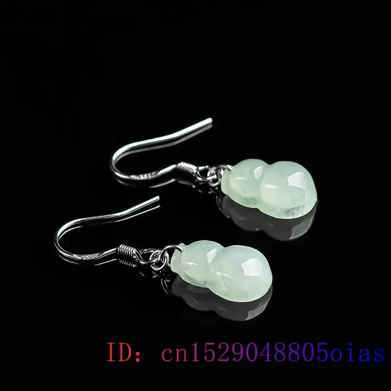 Burmese Jade Gourd Earrings White Real Jewelry Certificate Luxury Women Gemstone Amulets 925 Silver Charm Amulet Natural