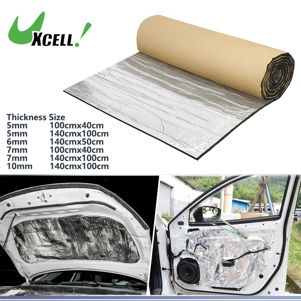 

UXCELL Car Sound Deadening Mat Glassfiber Heat Shield Material Damping Self Adhesive Automotive Sound Insulation 140cmx100cm