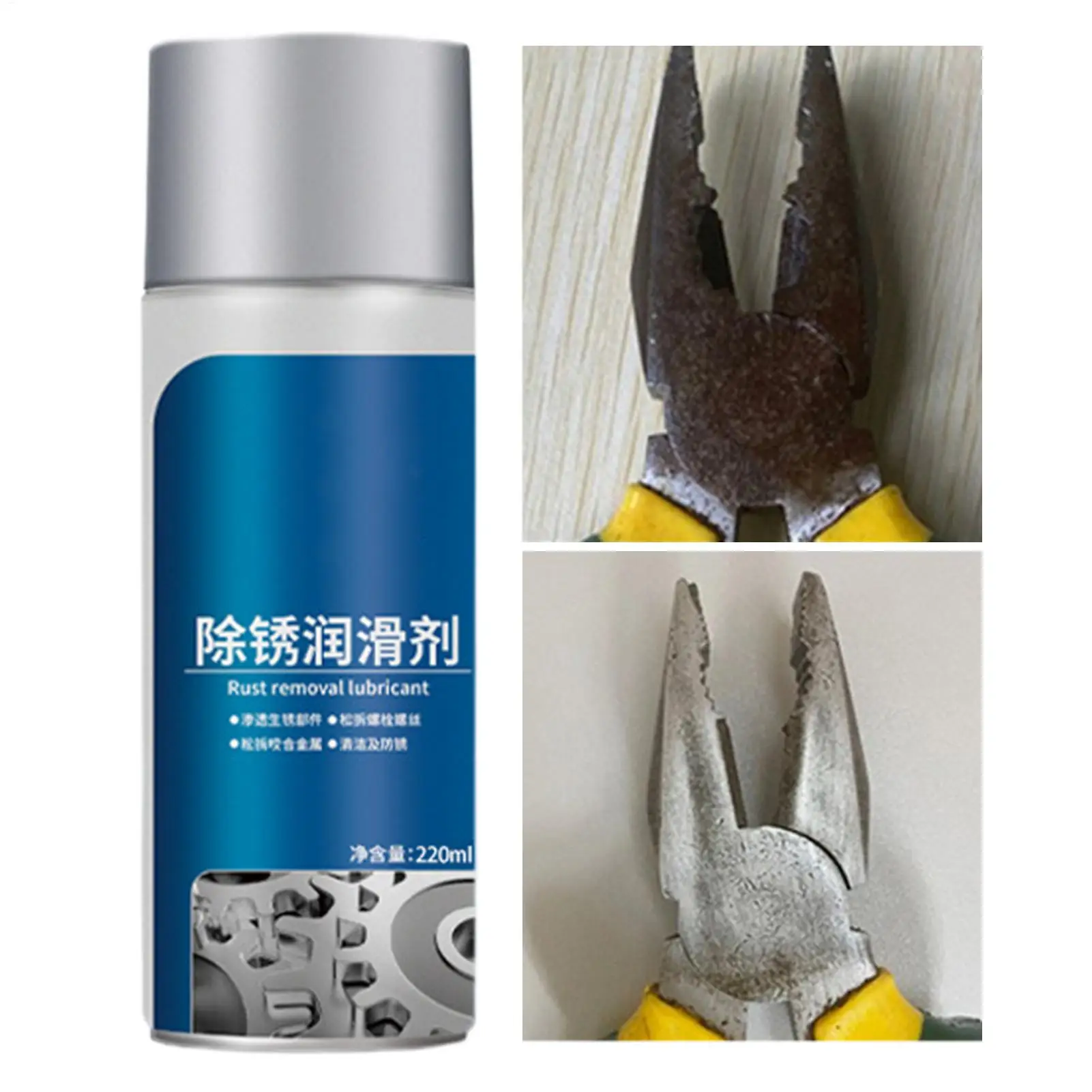 Rust Remover for Metal Powerful Fast-Acting Metal Cleaner Rust Stain Remover Spray for Screws Nuts Hinges Bicycle Chains Chassis