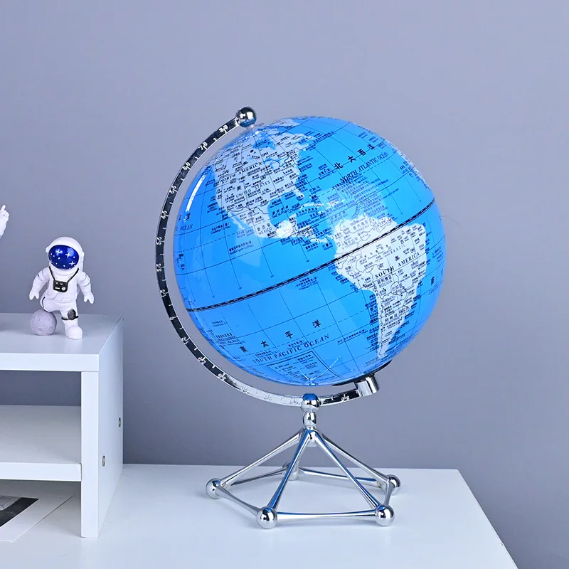Rechargeable Illuminated Clear World Globe 3 Tone Touch Light Metal Tripod Stand Minimalist Table Ornament Bedroom Decor Lamp