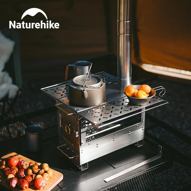 Naturehike Icefield Heizzelt-Ofen Tischkamin-Campingofen mit Kaminrohren Outdoor-Holzofen zum Heizen und Kochen