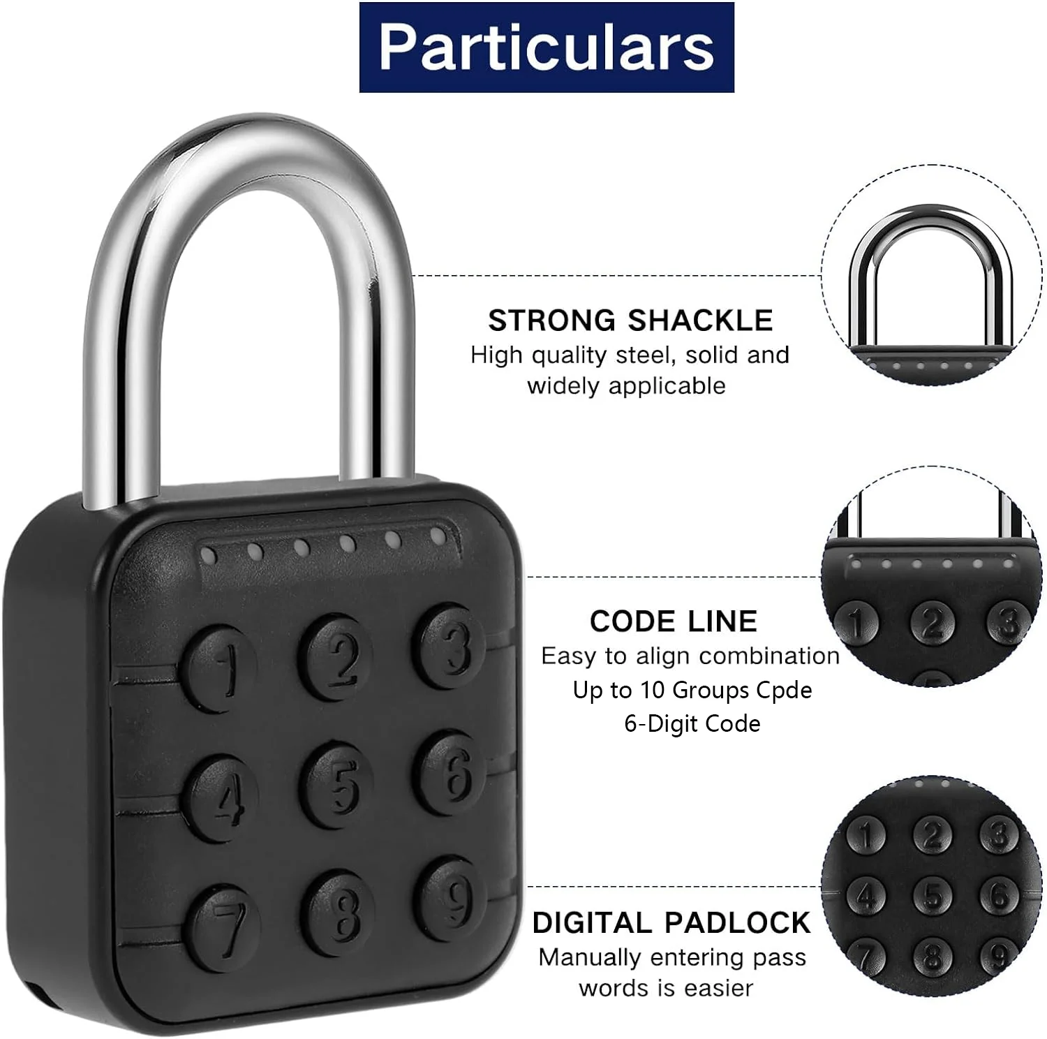 Imagem -06 - Desbloqueio Rápido Keyless com Senha Cadeado Eletrônico Tuya Código Digit Ip67 Impermeável