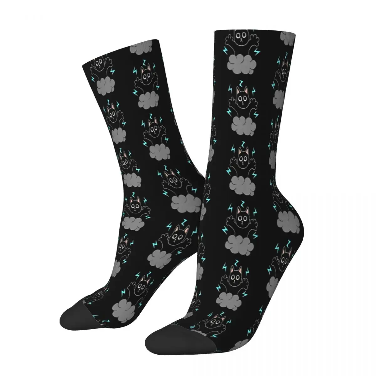 

Blue Lightning Black Cat Halloween Meme Socks Male Mens Women Summer Stockings Hip Hop