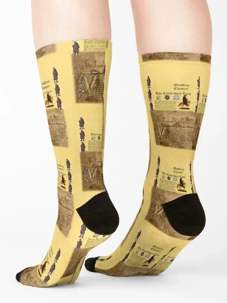 Chaucer's Canterbury Tales Socks floor winter gifts floral Heating sock Women Socks Men's