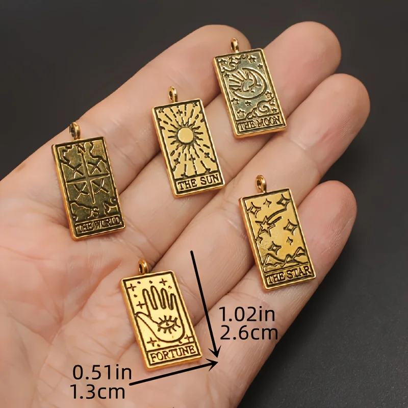 10pcs Mixed Silver Plated/Gold Plated Witch Divination Tarot Card Moon Sun World  Pendant DIY Charms Jewelry Crafts Making M2215