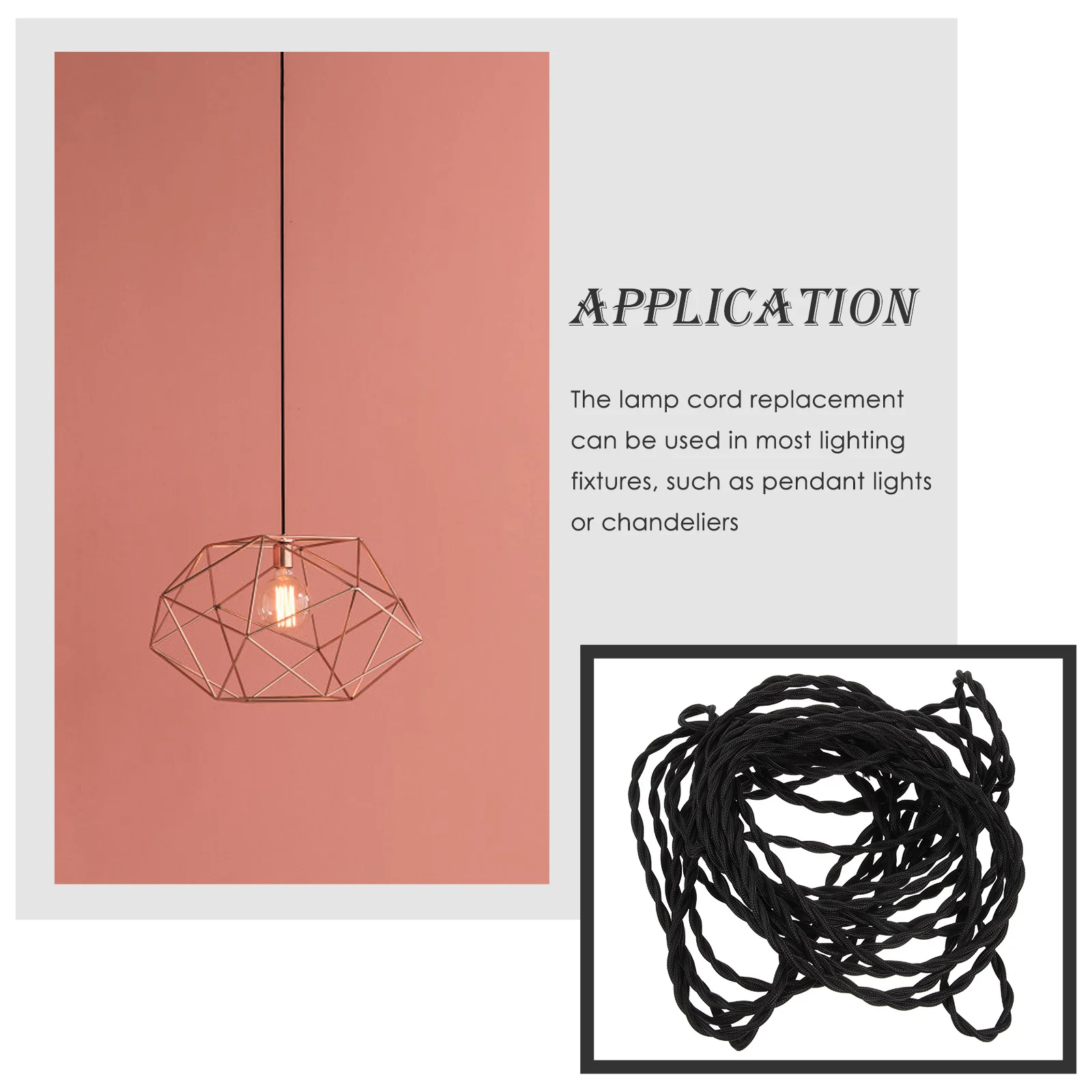 

1 Roll DIY Lamp Cord Twisted Copper PVC Wire Replacement for Bulb Chandelier Pendant Lighting Fixtures Electric Wire