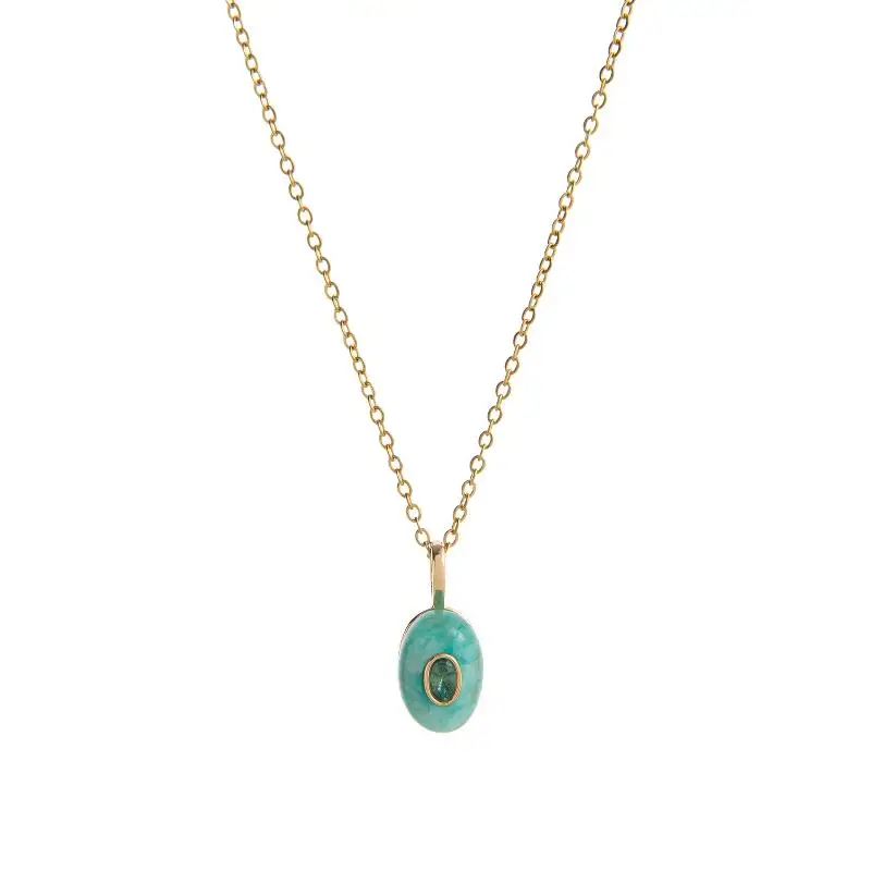 Titanium Steel Waterdrop Pendant Necklace with Birthstone Trendy Gemstone DIY Jewelry Gift for Trendsetters