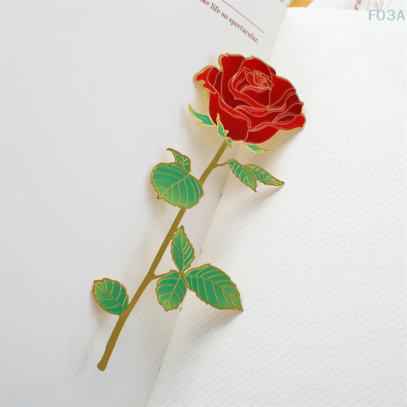 Chinese Style Vintage Rose Flower Leaves Metal Bookmark Tassel Book Clip Pagination Mark Student Gift Stationery School Supplies