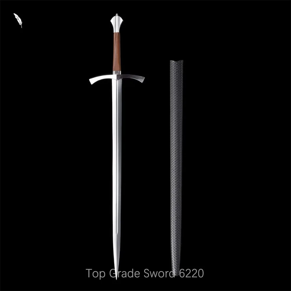 Real Western King Knight Battle Sword Forged Handmade Manganese Steel Blade Medieval-Themed Ornamental Sword With Wall Mount