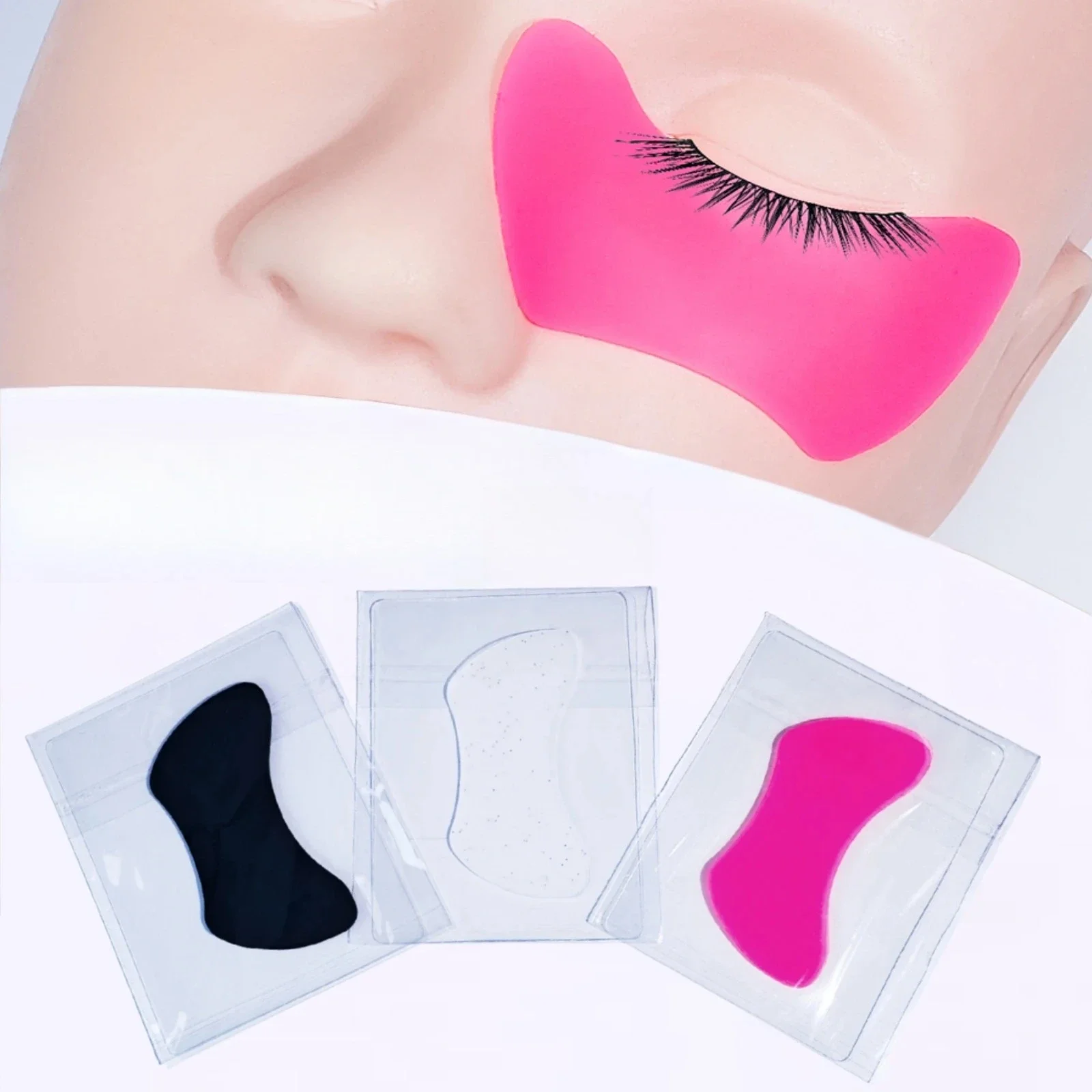Reusable 2Pcs Eye Pads Silicone Stripe Lash Lift Shield Eyelash Extension Super Sticky Under Eye Gel Patch Beauty Tool