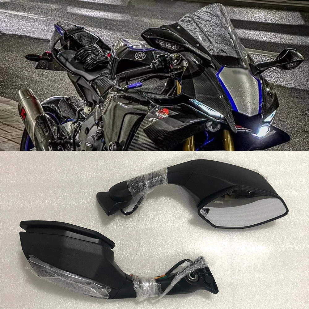 For Yamaha YZF R6 YZFR6 2017 YZF R1 YZFR1 YZF-R115-17 Motorcycle Foldable Mirror LED Turn Light Signals Rear View Rearview Mirro