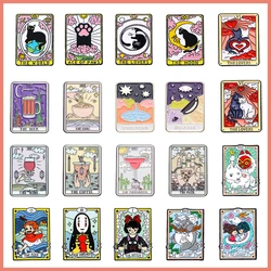 The Lover Cat Tarot Enamel Pins Beer Coffee Pizza Frog Knife Skeleton Lion Brooch Badge Cute Fun Lapel Jewelry Gift For Friends