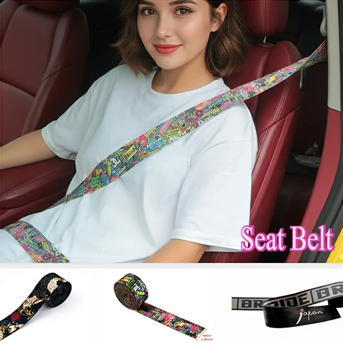 JDM Modification Seat Belt Webbing 3.6m Ukiyo-e Safety Seatbelt for Katana Seatbelt Webbing Car Graffiti BRIDE