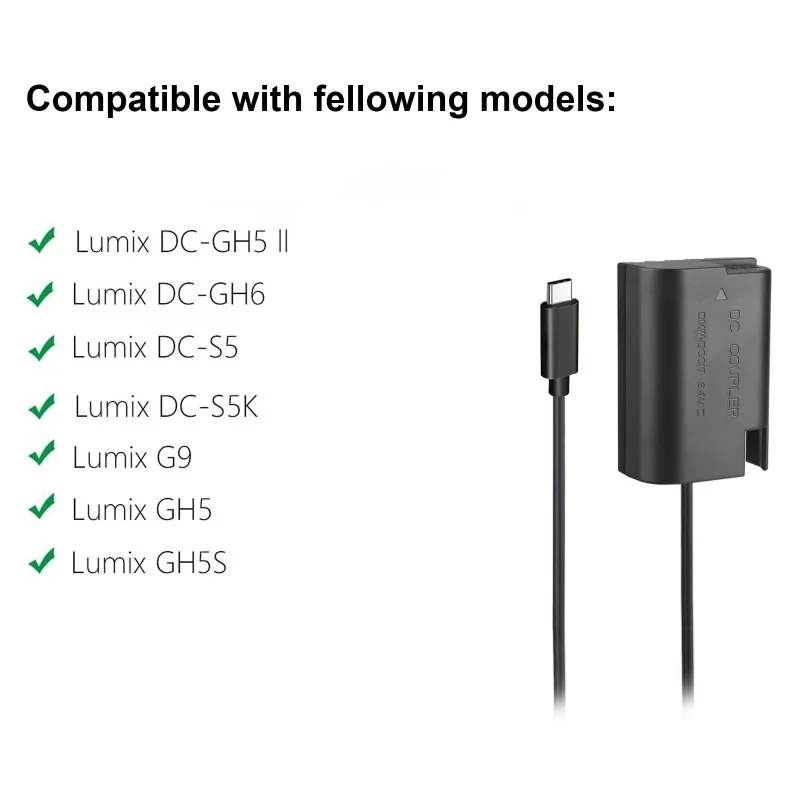 USB-C DMW-DCC17 DMW-BLK22 Dummy แบตเตอรี่ PD 20W Power Adapter สําหรับ Panasonic Lumix G9 DC-S5K DC-S5 GH5S GH5 II GH6 กล้องชาร์จ