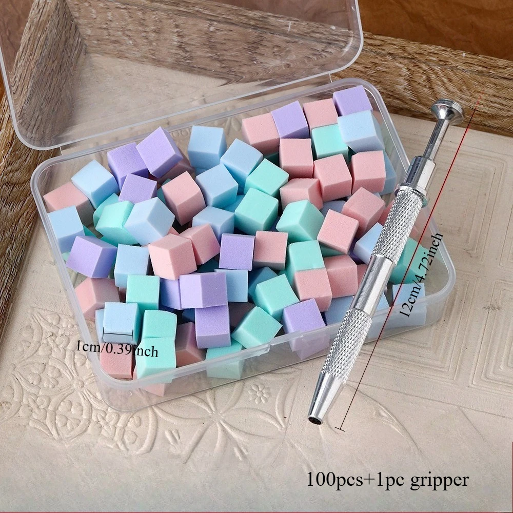 100pcs With 1pc Gripper Gradient Sponge Brush For Nail Art, Gel Polish Brush, Glitter Powder, Manicure Accessory