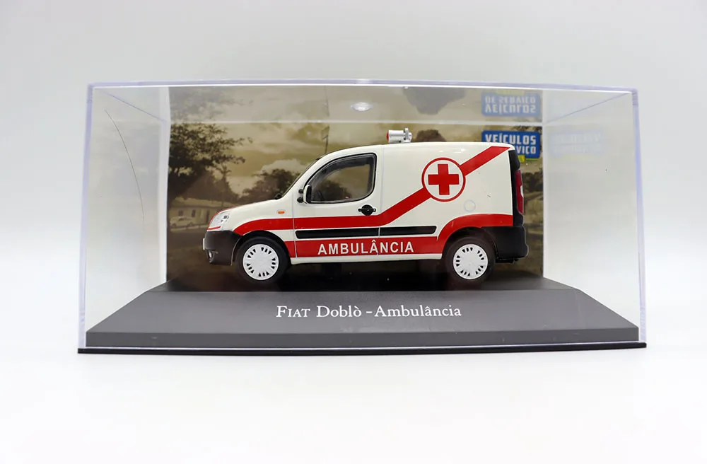 New DeAGOSTINI DO BRASIL 1/43 Scale Fiat Doblo Ambulaica Van Ambulance Vehicle Diecast Model Car for collection gift