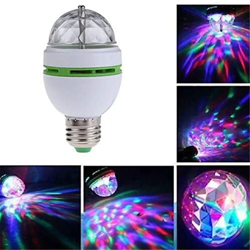 

E27 LED RGB Lamp 9W 6W Bulb Magic Color Projector Auto Rotating Stage Light AC85-265V 220V 110V For Holiday Party Bar KTV Disco